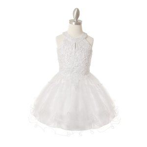 CINDERELLA COUTURE Rhinestone Party Tulle Dress Multi Sizes White 5100X